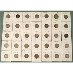 35 Mixed V Nickels 1890-1912-D Better Than Avg Circ