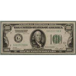 1928A $100 Fed Reserve Note Redeemable in Gold-Ver Nice