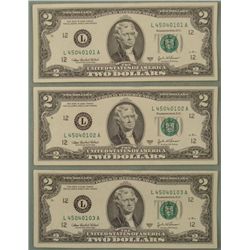 3 Conscec CU 2003-A $2 Bill Notes L Mint San Francisco