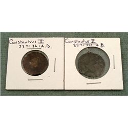 2 Different Ancient Imperial Roman Coins Constantius II