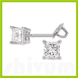 0.75 ctw Princess cut Diamond Stud Earrings I-K, SI-I
