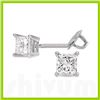 Image 1 : 0.75 ctw Princess cut Diamond Stud Earrings G-H, SI-I