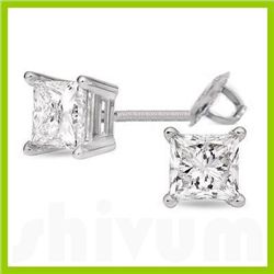 2.50 ctw Princess cut Diamond Stud Earrings G-H, SI2