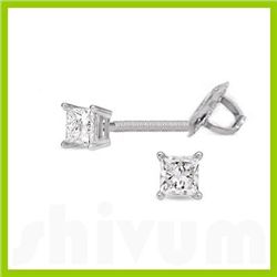 0.25 ctw Princess cut Diamond Stud Earrings G-H, SI-I