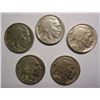 Image 1 : 5 full horn VF 1927S Buffalo nickels. VF GS bid = $27 each