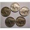 Image 2 : 5 full horn VF 1927S Buffalo nickels. VF GS bid = $27 each