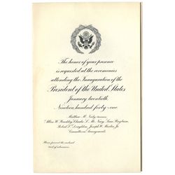 1941 FDR Inauguration Invitation