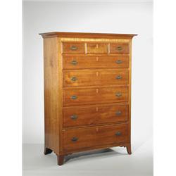 Fine Mahogany Inlaid Hepplewhite Eight Drawer Tall Chest