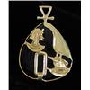 18KT YELLOW GOLD AND BLACK ONYX EGYPTIAN MOTIF PENDANT.