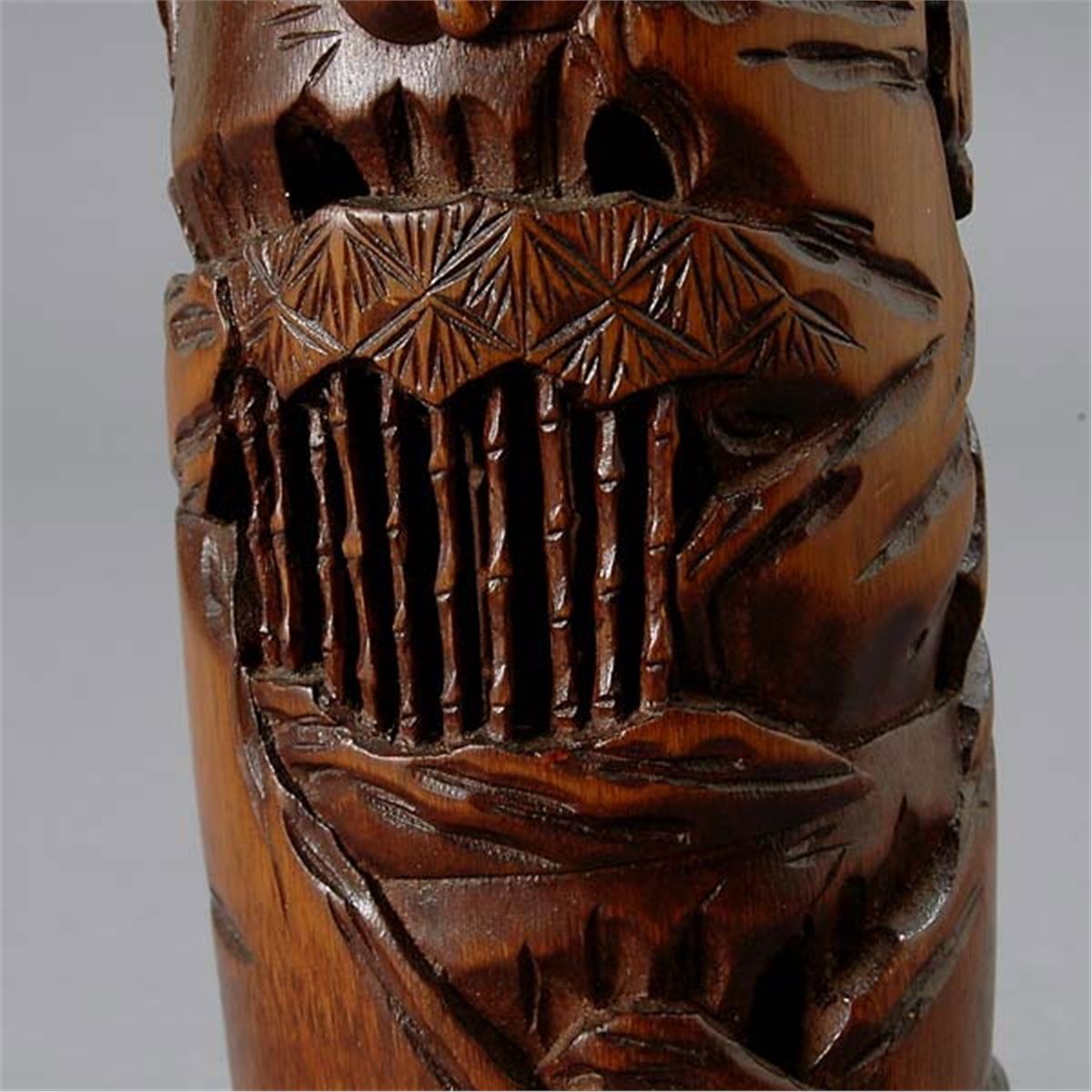 A Carved Bamboo Incense Holder