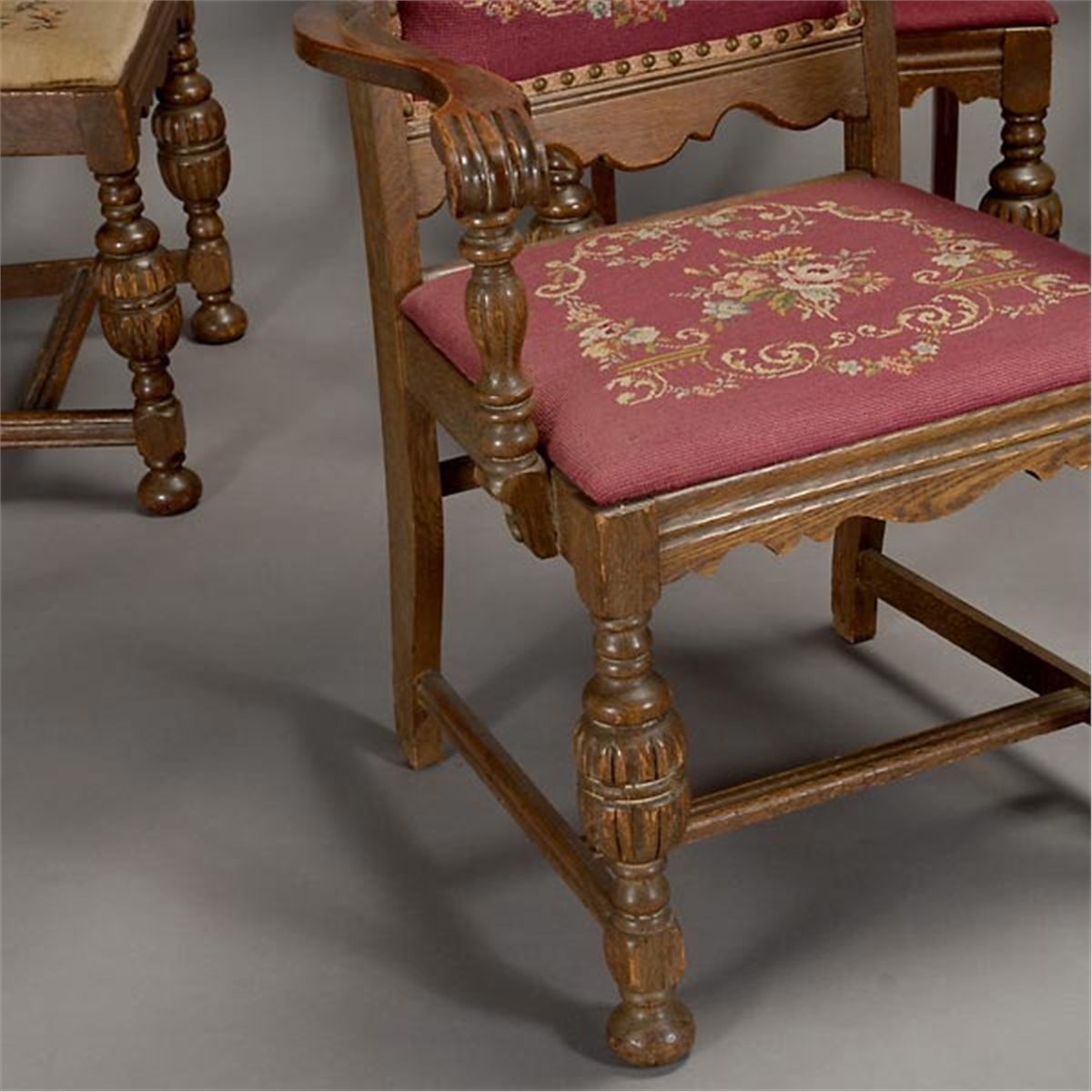 Jacobean Style Dining Table and Six Chairs