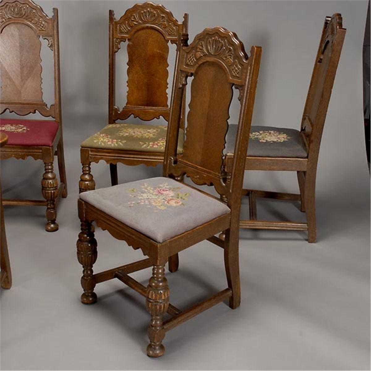 Jacobean Style Dining Table and Six Chairs