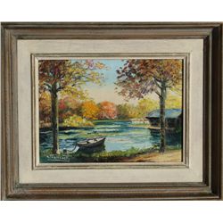 Andre Franchet, L'Essone en Automne, Oil Painting
