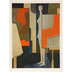 Andre Minaux, Nude in Artist's Studio, Lithograph