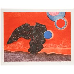 Gabor Peterdi, Red Red Eclipse, Aquatint Etching