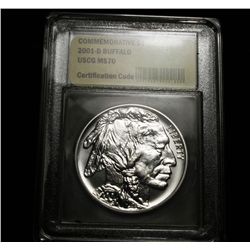 2001-d American Buffalo Uncirculated Silver Dollar Commemorative Graded ms70