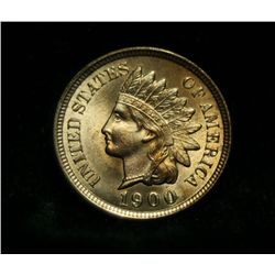 1900 Indian cent 1c Grades Gem Uncirculated ms65 RD  Red