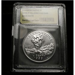 1999-p Yellowstone Park Uncirculated Commemorative Graded ms70