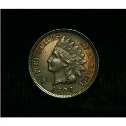 1907 Indian cent 1c Grades Gem Uncirculated ms65 RB