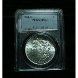 PCGS 1881-s Morgan Dollar Graded Choice Uncirculated ms64  PCGS