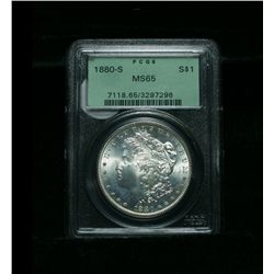 PCGS Original Green Holder 1880-s Morgan Dollar Graded Gem Uncirculated ms65  PCGS OGH