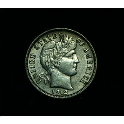 1912-p Barber Dime 10c Grades Almost Uncirculated au58