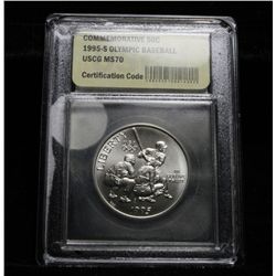 1995-s Olympic Baseball Uncirculated Commemorative Half Dollar Graded ms70