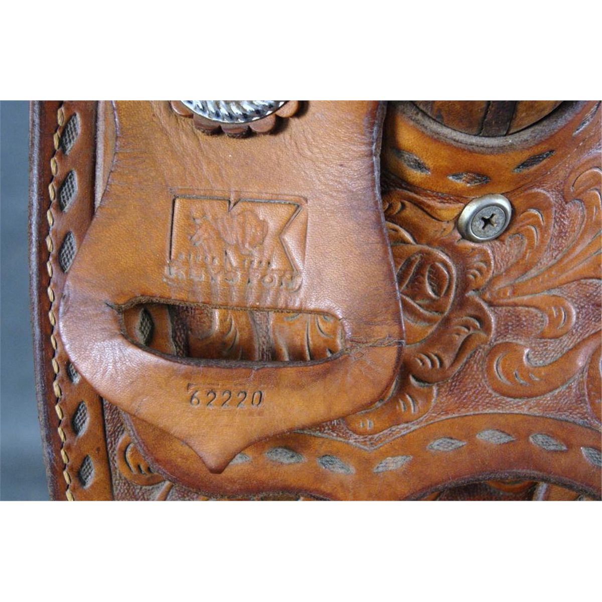 Vintage Keystone hand tooled leather saddle