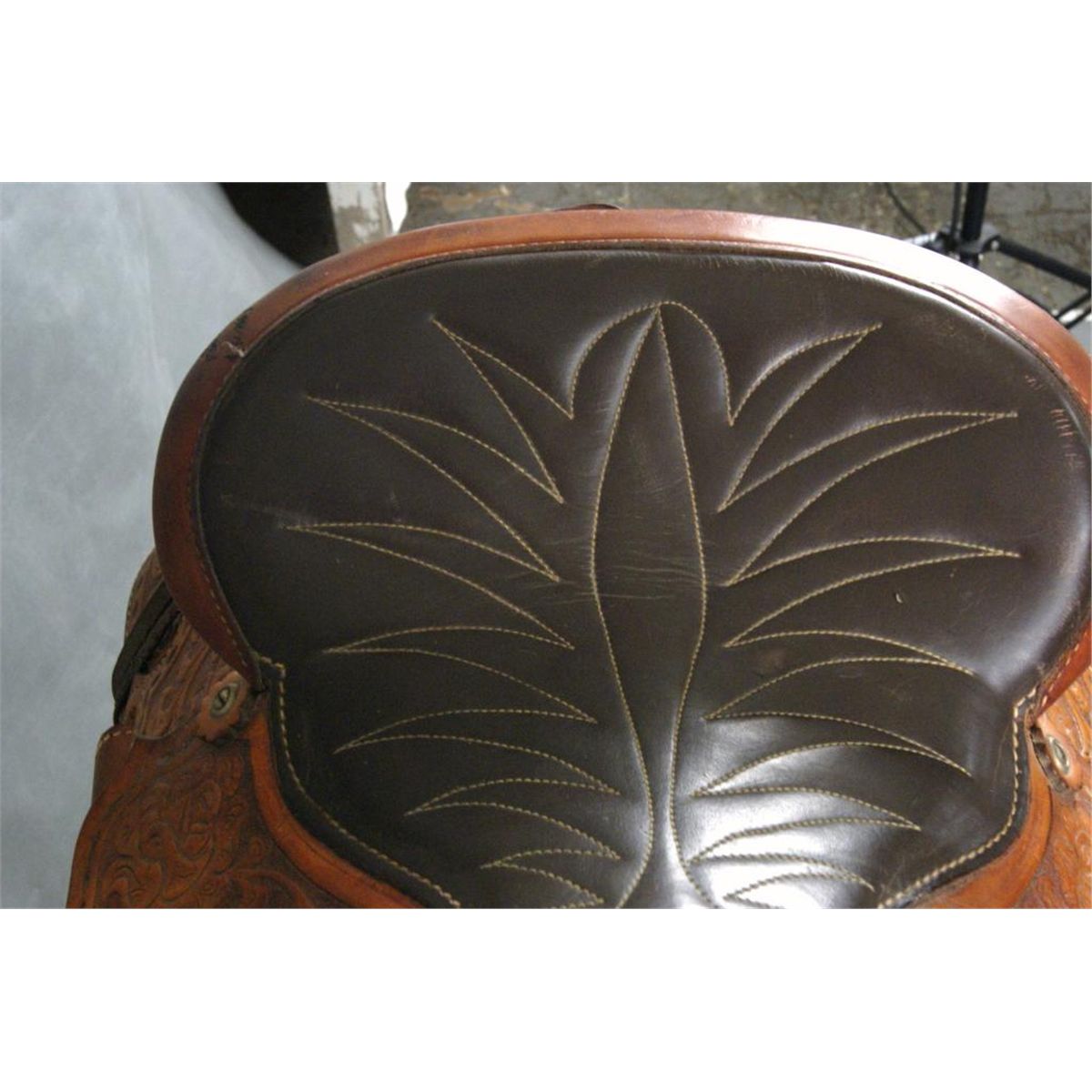 Vintage Keystone hand tooled leather saddle