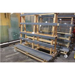 84" LONG X 84" TALL MOBILE DOUBLE SIDED GLASS CART