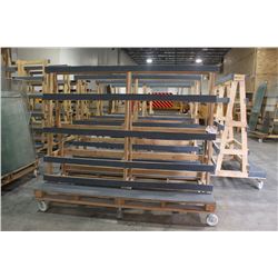 96" LONG X 84" TALL MOBILE DOUBLE SIDED GLASS CART