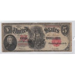 $5 WOODCHOPPER LEGAL TENDER 1907