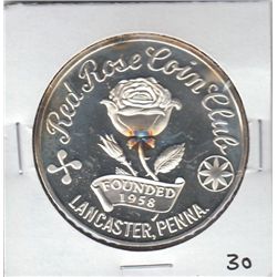 RED ROSE COMMEMORATIVE PROOF SILVER ROUND