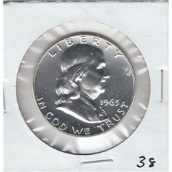 PROOF 1963 BLAZING FRANKLIN HALF FULL LINES