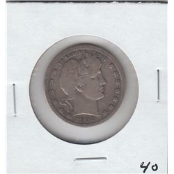 1908 D BARBER QUARTER