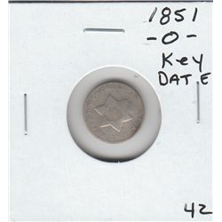 KEY DATE 1851 O SILVER 3 CENT PIECE