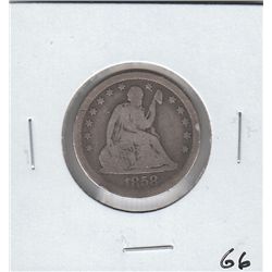 1858 SEATED QUARTER