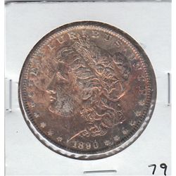 1890 CRAZY TONING UNCIRCULATED $1 MORGAN
