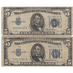 LOT OF $5 SILVER CERTIFICATES