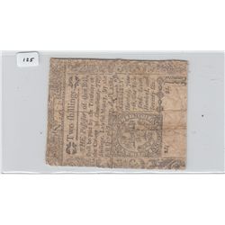 RARE 2 SHILLINGS COLONIAL CURRENCY 1781 CONNECTICUT 1776
