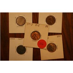 Lot Of 5 Error Pennies (Cherry Pickers Guide)