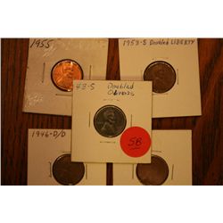 Lot Of 5 Error Pennies (Cherry Pickers Guide)