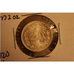 20 Centavo Mexico Silver Coin