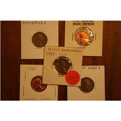 Lot Of 5 error Pennies (Cherry Pickers Guide)