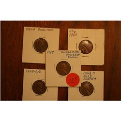 Lot Of 5 error Pennies (Cherry Pickers Guide)