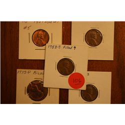 Lot Of 5 error Pennies (Cherry Pickers Guide)