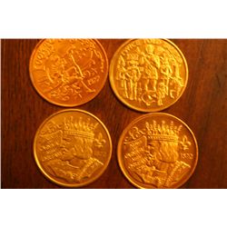 Lot Of 4 "King Of The Carnival" Tokens New Orleans