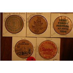 Lot Of 5 Wooden Nickels