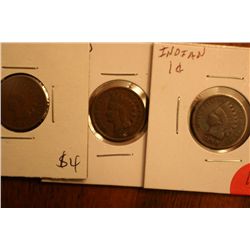 Lot Of 3 Indian Head Pennies (1899,1889,1896)