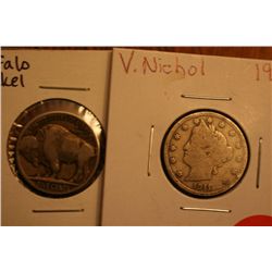 1911 V Nickel & 1935 Buffalo Nickel